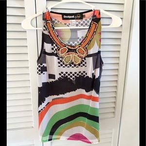 Desigual by Christian Lacroix embellished top, size XS.